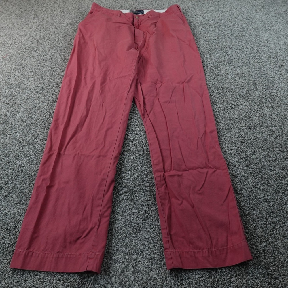 VTG‎ Polo Ralph Lauren Pants Mens 34X32 Pink Chino Trouser Flat Front Preppy 90s